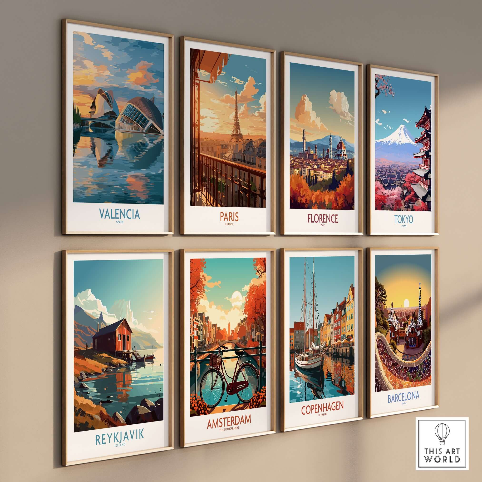 Valencia Travel Poster - Ciudad de las Artes y las Ciencias displayed among famous city posters
