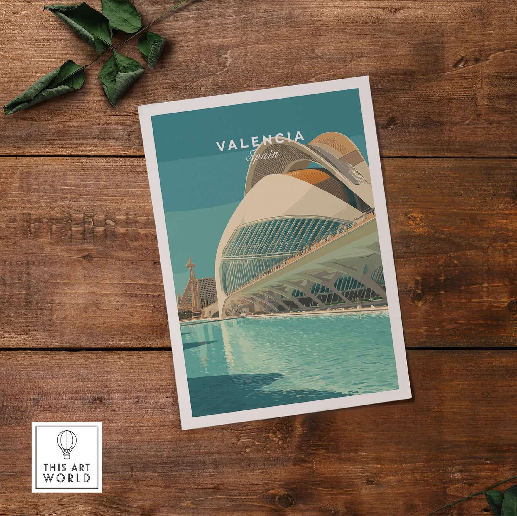 Valencia Travel Print Spain showcasing the stunning architecture and vibrant colors of Valencia, Spain.