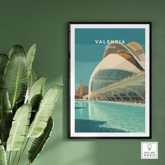 Valencia Travel Print Spain featuring a stunning architectural landmark and vibrant colors