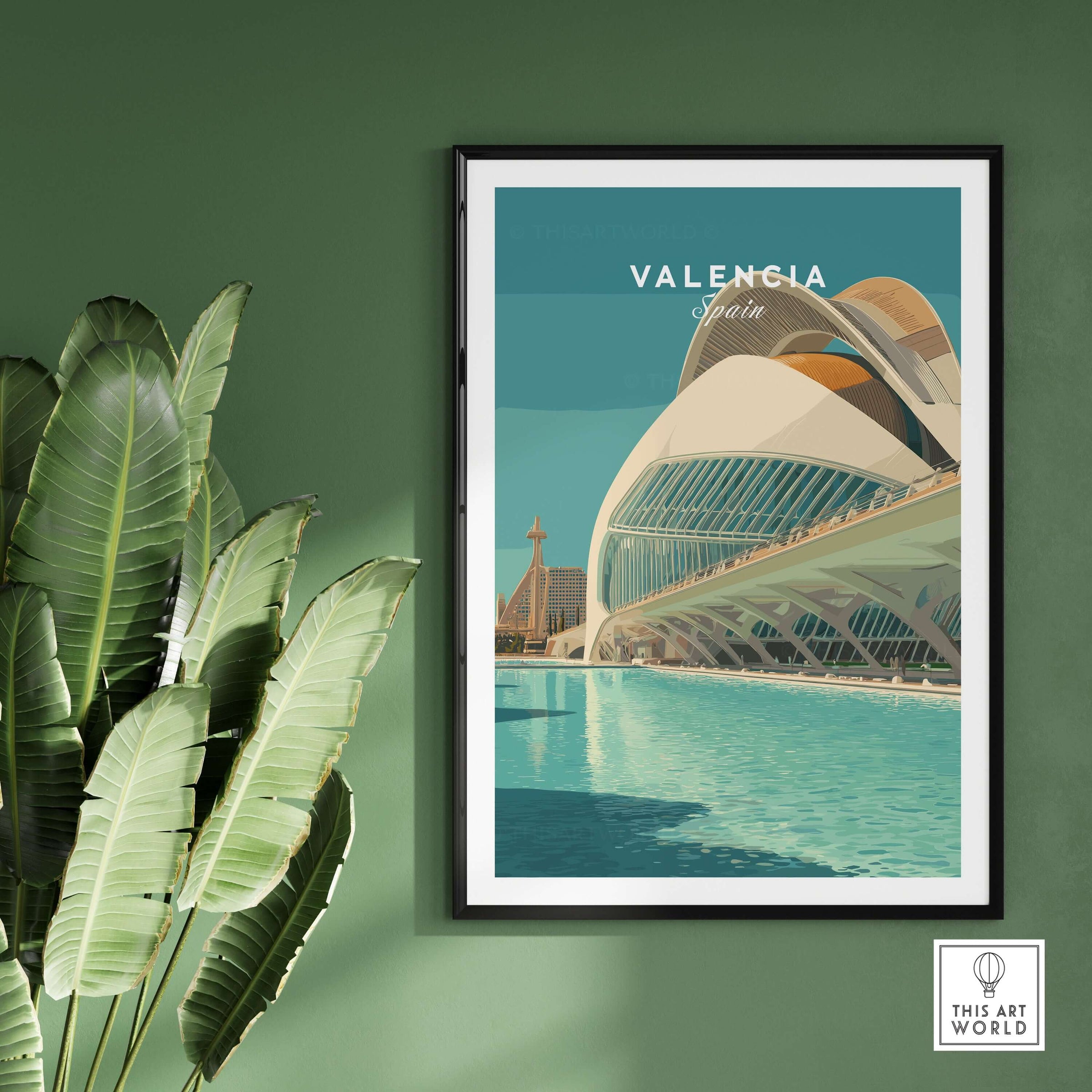 Valencia Travel Print Spain featuring a stunning architectural landmark and vibrant colors