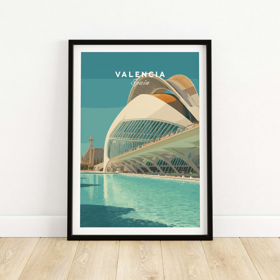 Valencia Travel Print showcasing the iconic architecture and vibrant colors of Spain's culture.