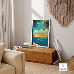 Valletta Art Print displayed in a stylish home interior, showcasing the vibrant beauty of Malta.