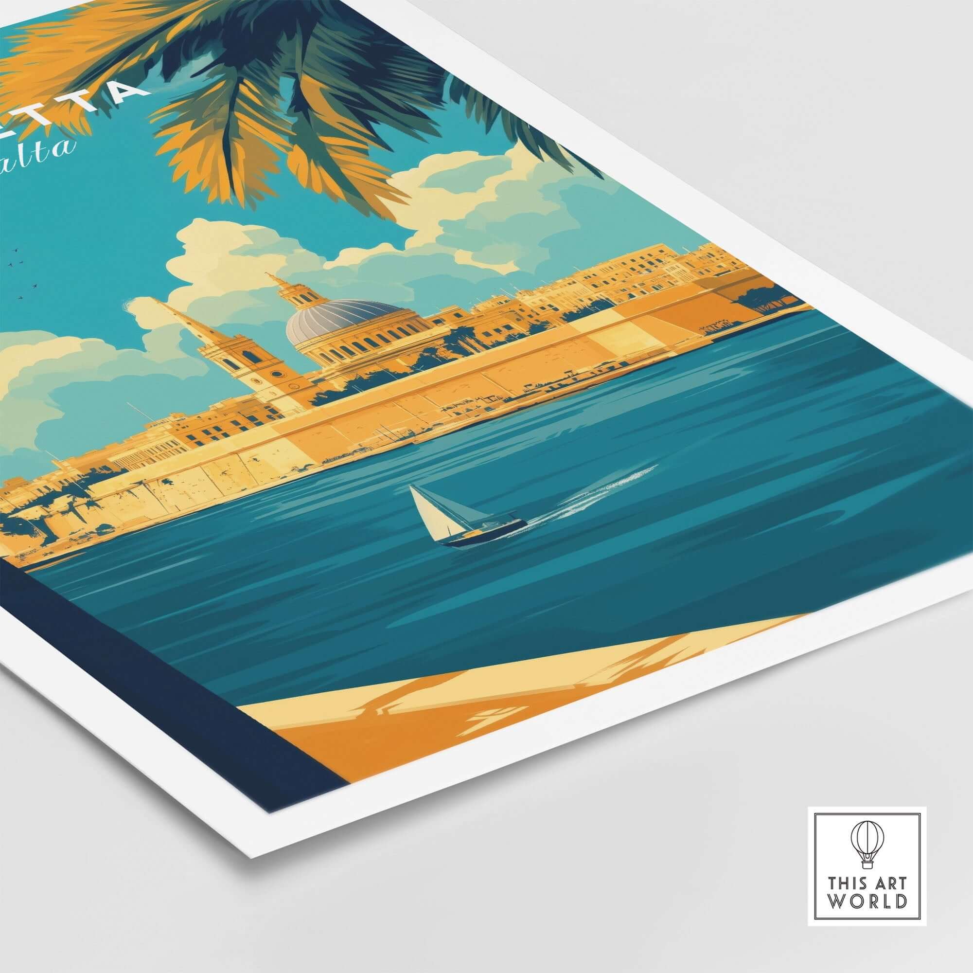Valletta Art Print showcasing the vibrant beauty of Valletta, Malta with stunning artwork and a serene seascape.