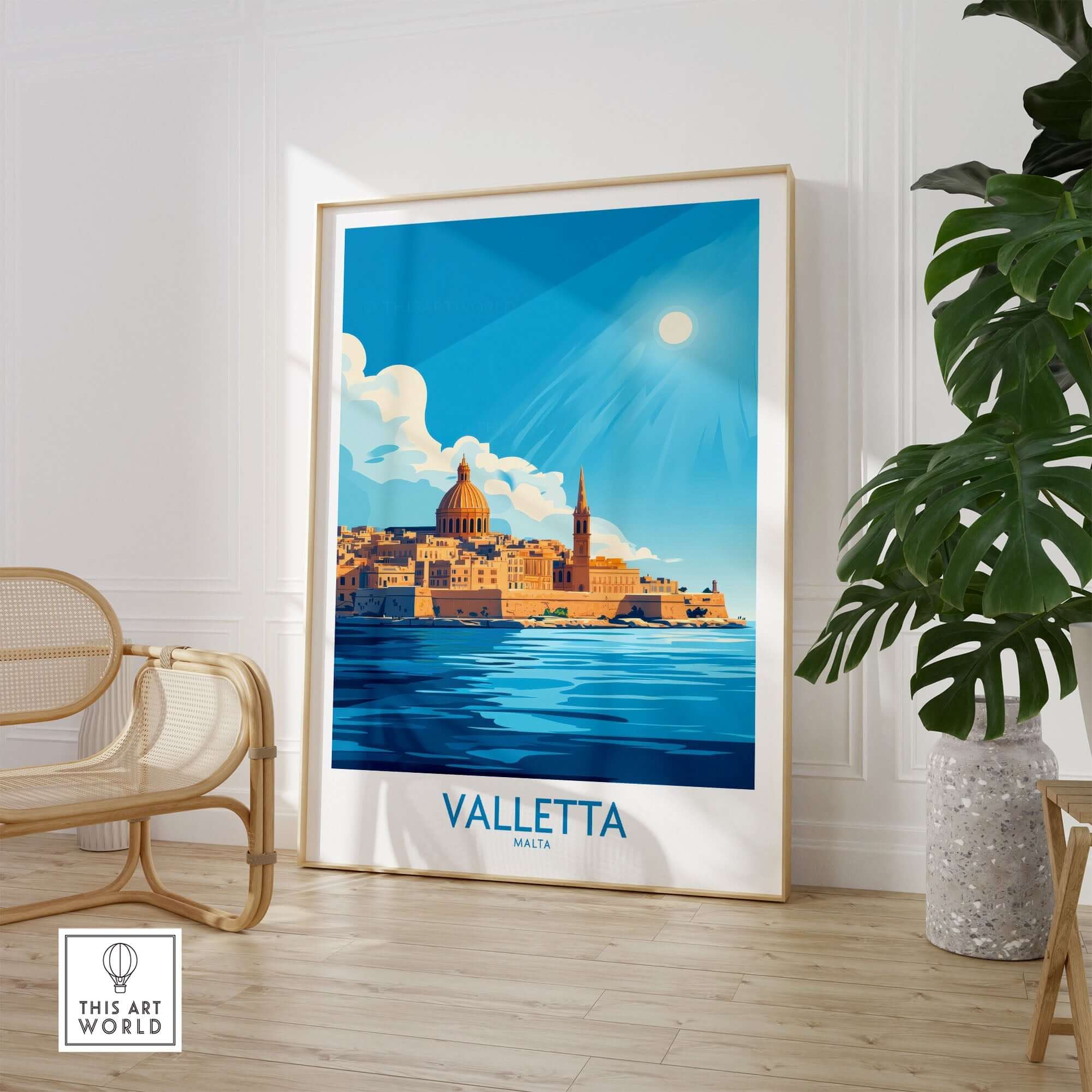 Valletta Poster showcasing a stunning view of Valletta, Malta, perfect for home or office decor.