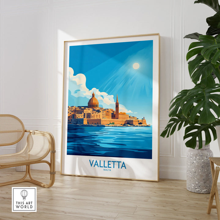 Valletta Poster featuring a scenic view of Malta, perfect for adding Mediterranean charm to your home decor or office space.