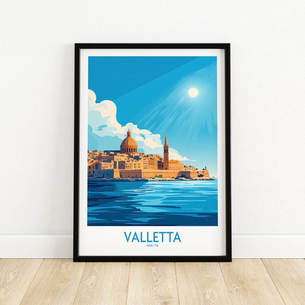 Valletta Poster showcasing a stunning view of the city and Mediterranean sky, perfect for adding wanderlust to your space.