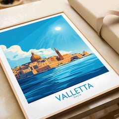 Stunning Valletta Poster showcasing the beauty of Malta's skyline and harbor.