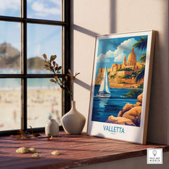 Valletta Wall Art showcasing the beauty of Valletta, Malta with a vibrant seascape and city view.
