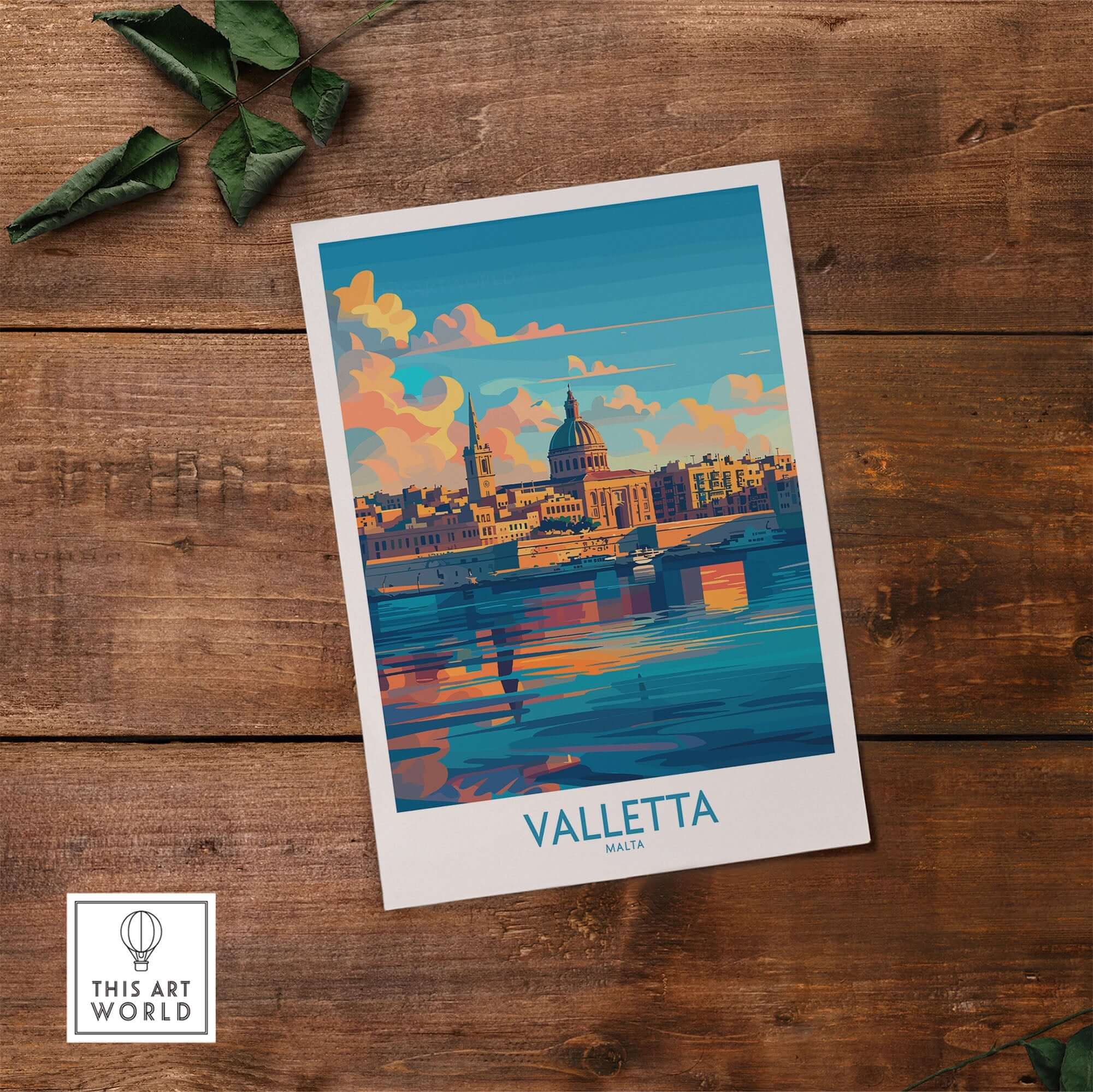 Valletta Wall Art Poster showcasing Malta's historic skyline and vibrant colors, perfect for art lovers and travelers.