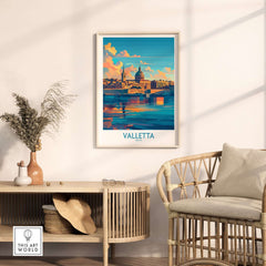 Valletta Wall Art Poster showcasing a vibrant view of Valletta, Malta, perfect for home decor and art lovers.