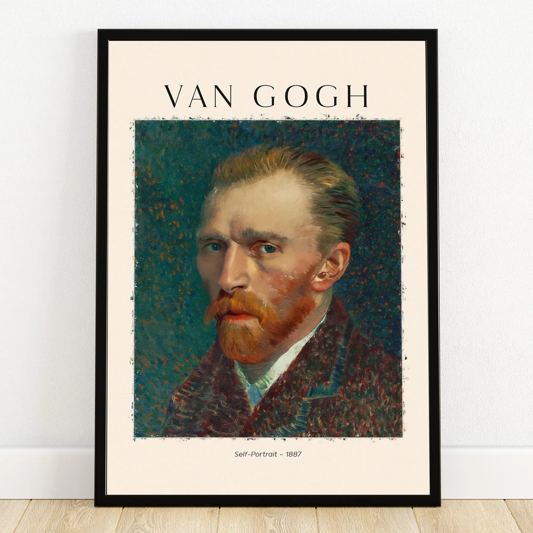 Van Gogh self-portrait wall art print in black frame, home decor accent