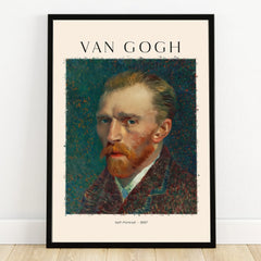 Van Gogh self-portrait wall art print in black frame, home decor accent