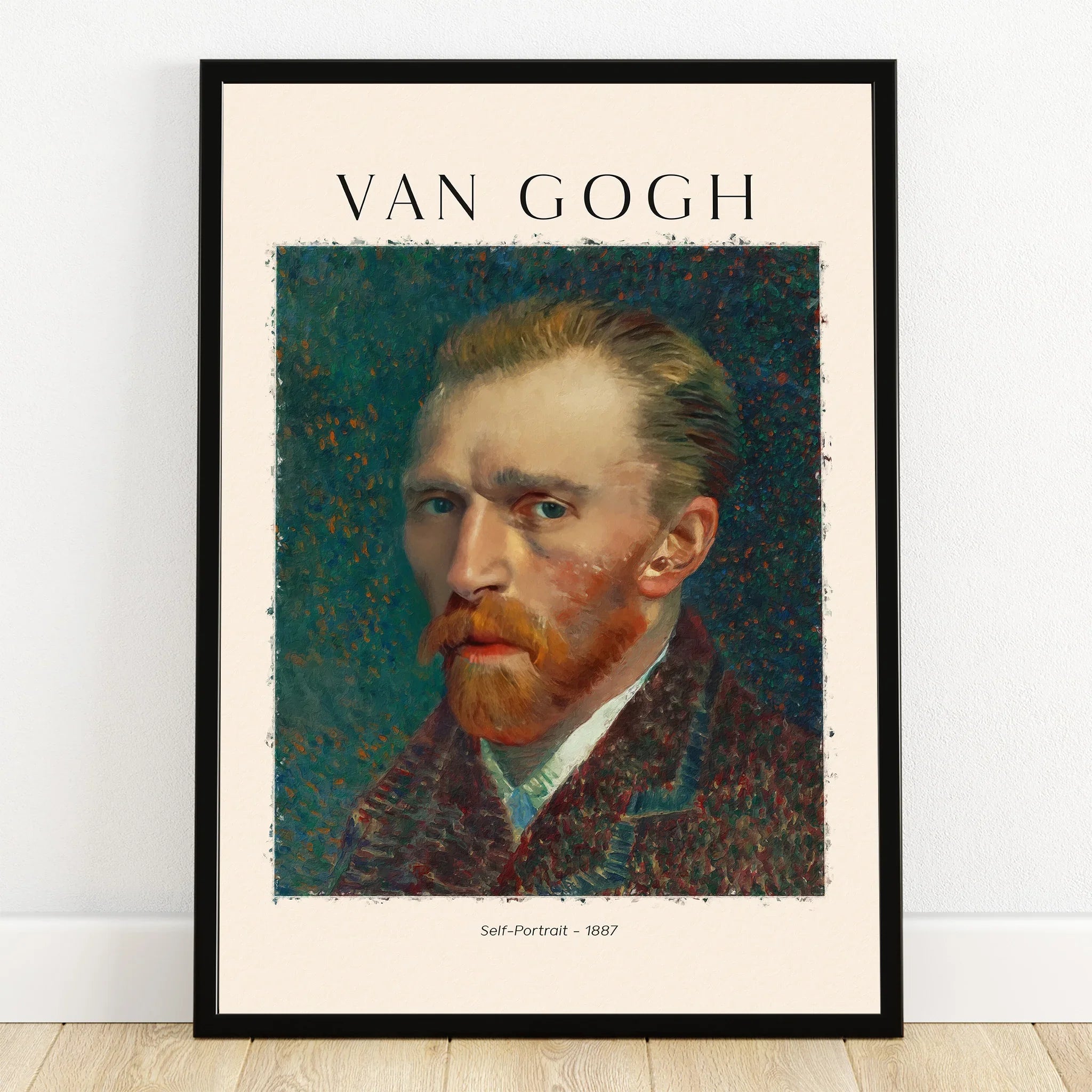Van Gogh self-portrait wall art print in black frame, home decor accent