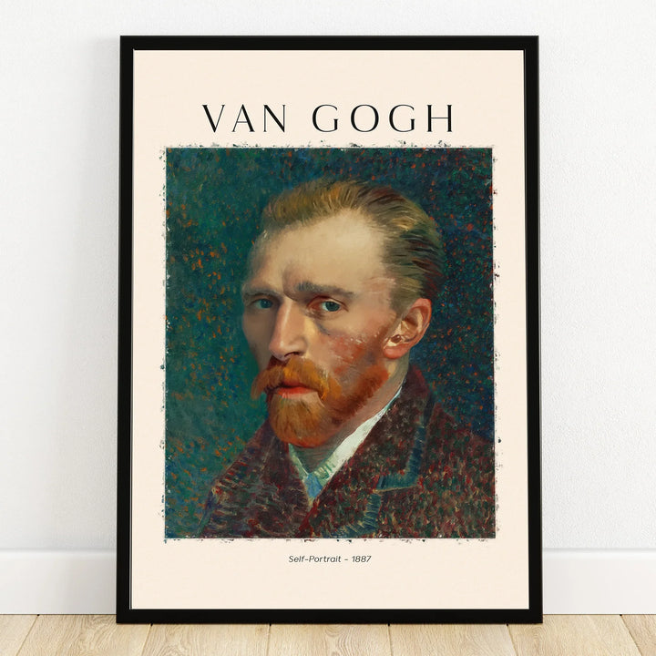 Van Gogh self-portrait wall art print in black frame, home decor accent