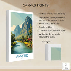 Vang Vieng Poster | Laos Village Canvas Print showcasing professional Giclée printing on cotton canvas.