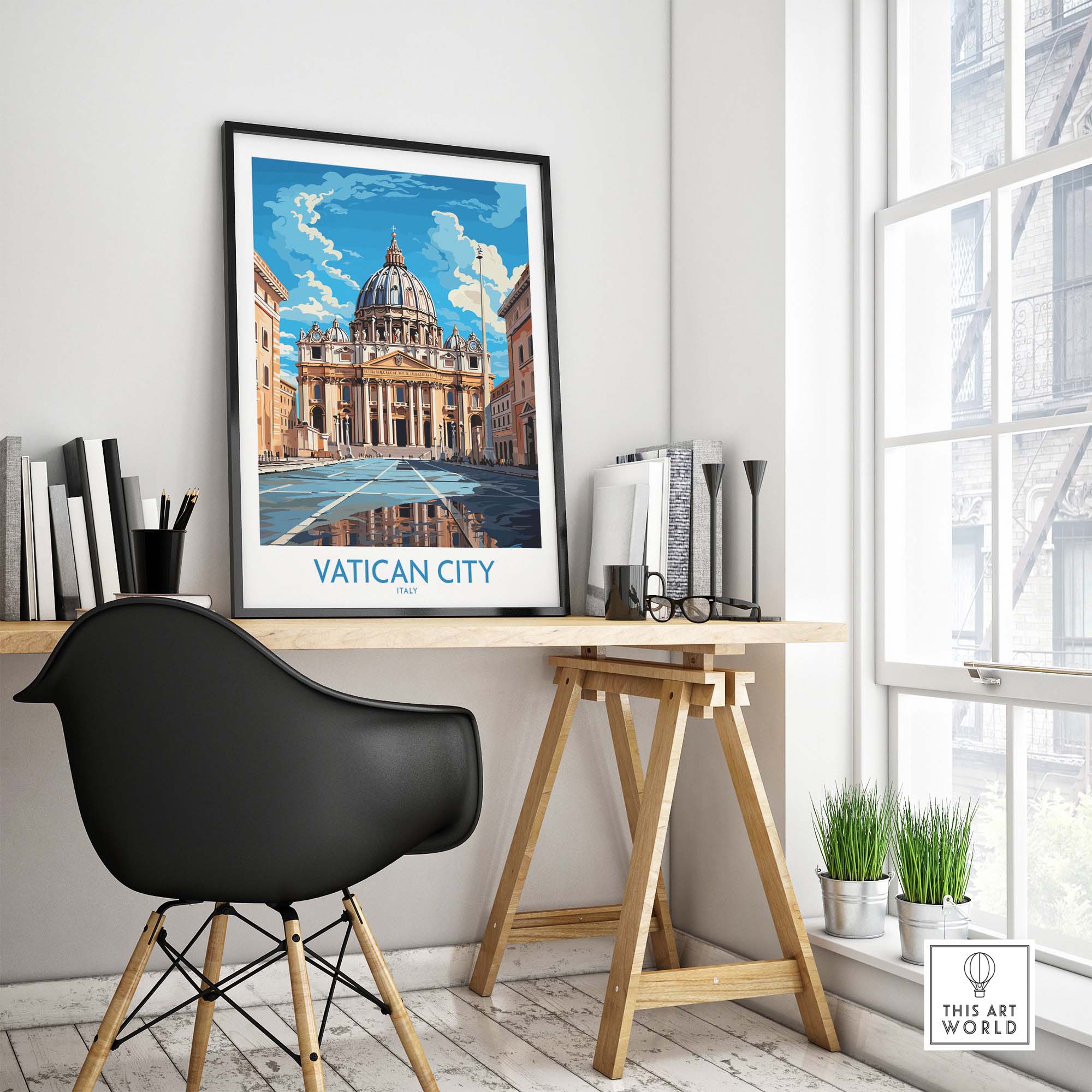 a chair and a table in a room