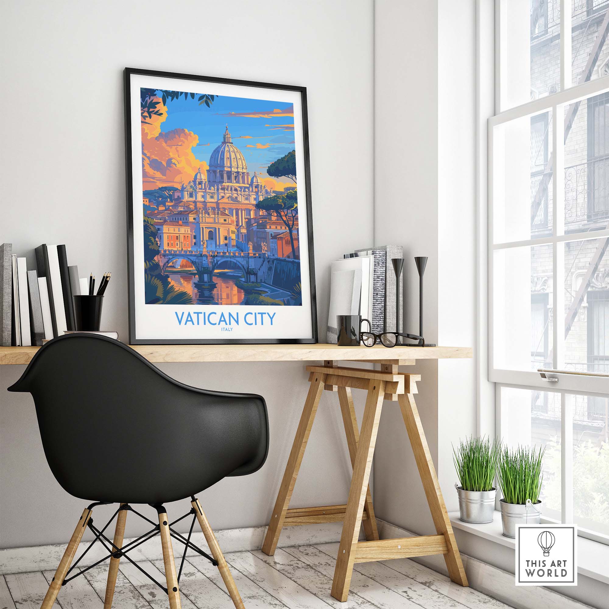a chair and a table in a room