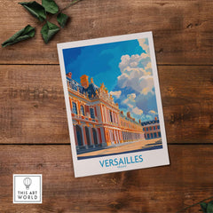 Versailles Poster France showcasing the stunning palace with vibrant colors and a beautiful sky.