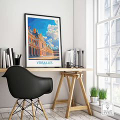 Versailles Poster France displayed in a modern office setting, showcasing the grandeur of the iconic palace.