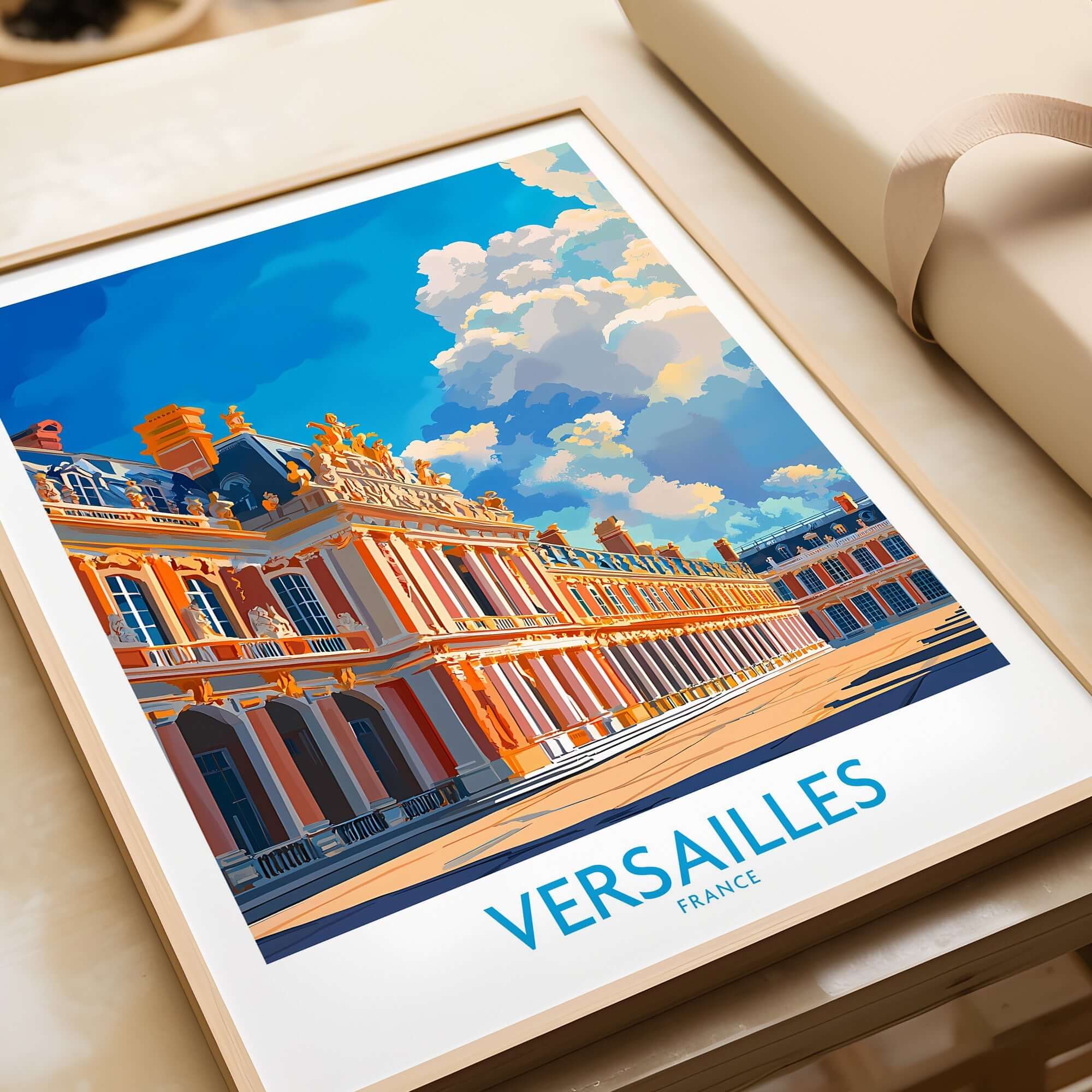 Versailles Poster France showcasing the grandeur of the iconic palace in vibrant colors.