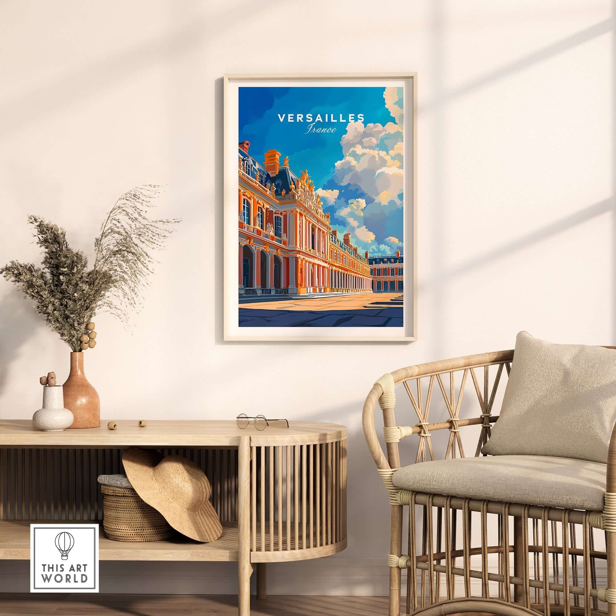 Versailles Print France poster displayed in a stylish interior setting with elegant decor.