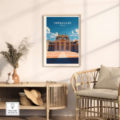 Versailles Travel Print showcased in a stylish living room setting with elegant decor.