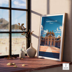 Versailles Travel Print showcasing the grandeur of the historic Versailles Palace with vibrant colors.
