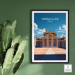 Versailles Travel Print showcasing the grandeur of the historic Versailles palace in vibrant colors.