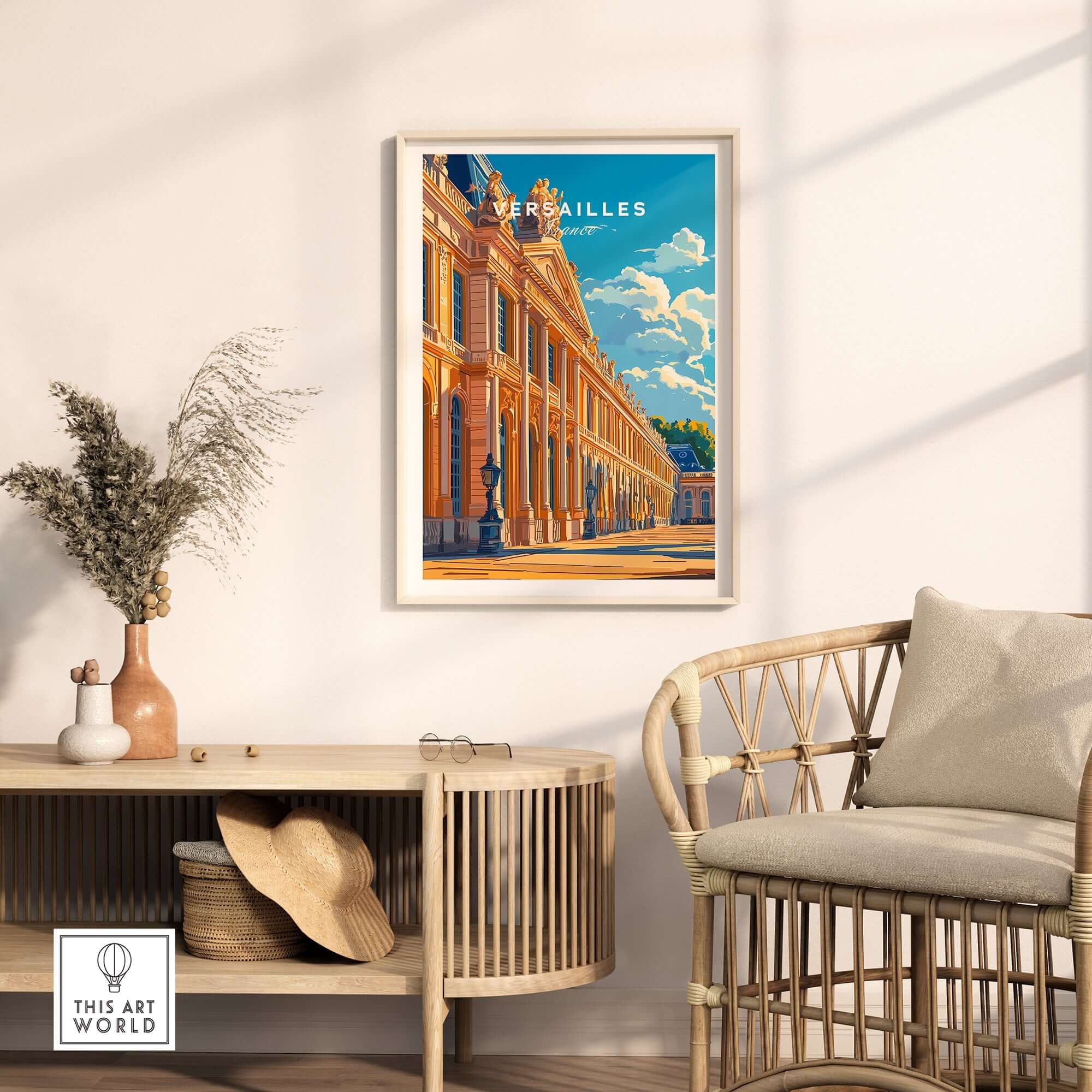 Beautiful Versailles Wall Art displayed in a stylish living room with natural light and elegant decor.
