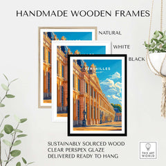 Versailles Wall Art featuring handmade wooden frames in natural, white, and black colors.