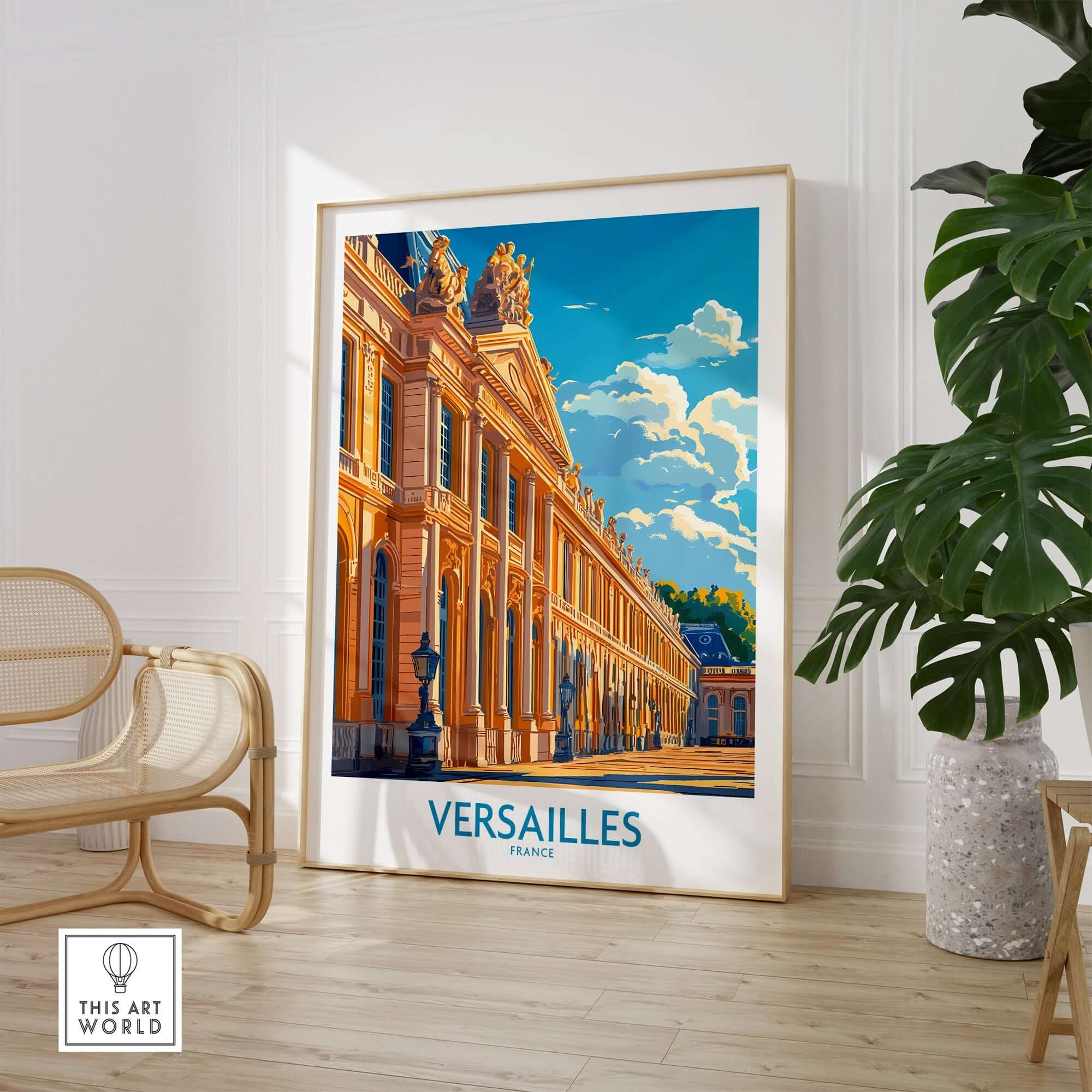 Versailles Wall Art Print featuring vibrant colors and intricate details of the iconic palace.