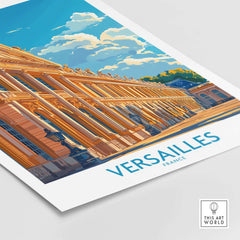 Versailles Wall Art Print showcasing the iconic palace with vibrant colors and intricate details.