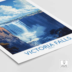 Victoria Falls Poster showcasing the stunning beauty of the iconic landmark in Africa's natural landscape.