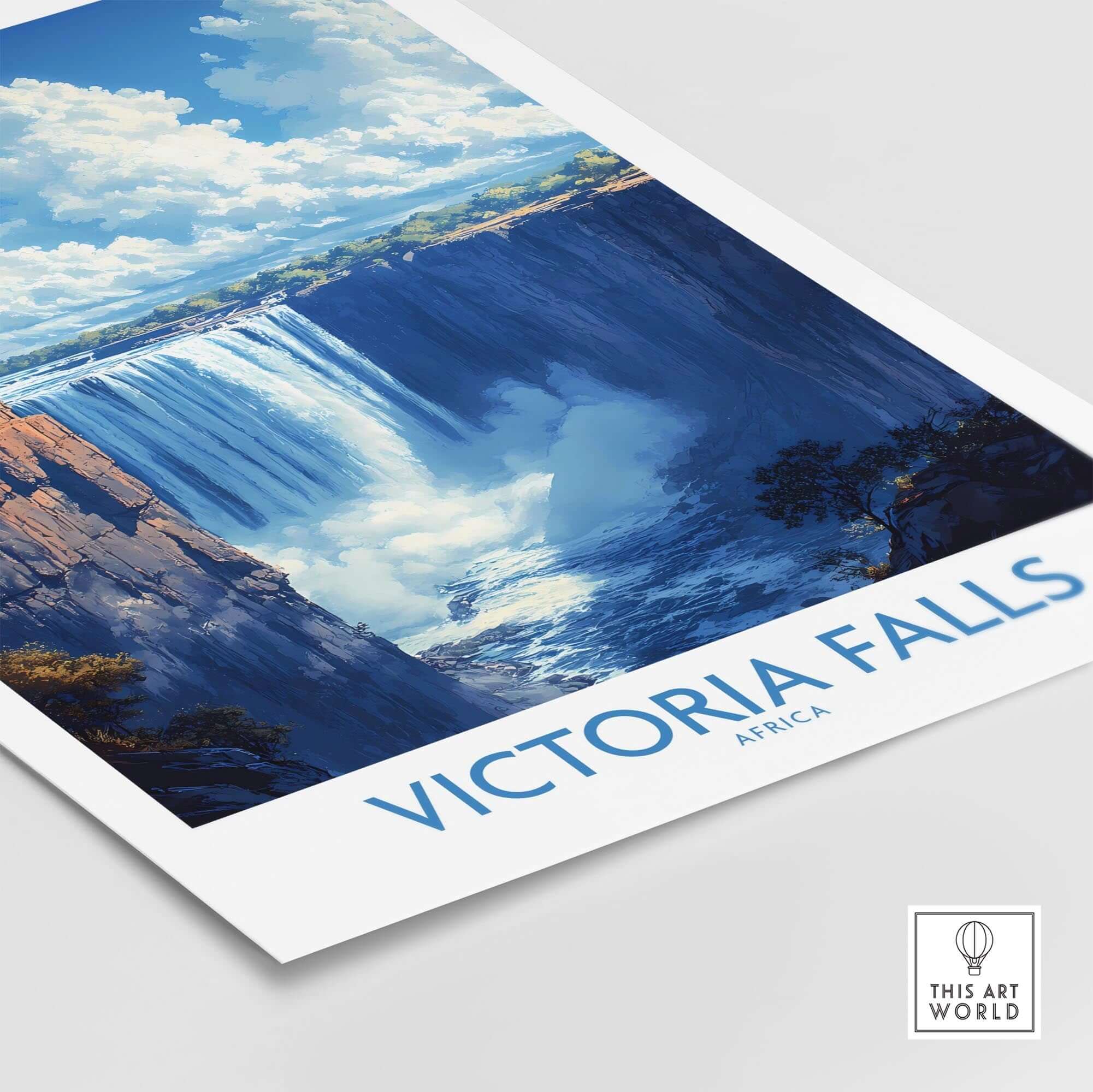 Victoria Falls Poster showcasing the stunning beauty of the iconic landmark in Africa's natural landscape.