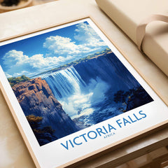 Victoria Falls Poster showcasing the majestic Victoria Falls in Africa, perfect for home decor and travel inspiration.