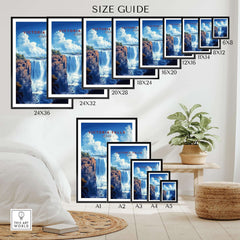 Collection of Victoria Falls Prints in various sizes displayed in a stylish room, showcasing the awe of Victoria Falls Print.