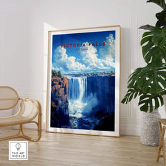 A beautiful Victoria Falls Print showcasing the iconic waterfall, enhancing home decor with a touch of adventure.