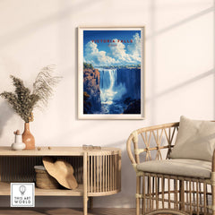 Victoria Falls Print showcasing the breathtaking waterfall in a beautifully designed room setting.