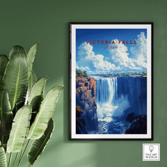 Victoria Falls Print poster showcasing the majestic beauty of Victoria Falls, ideal for home decor and travel enthusiasts.