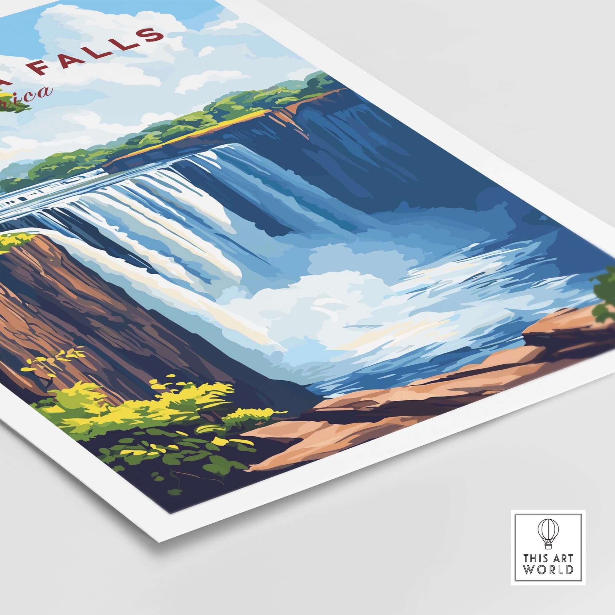 Victoria Falls Wall Art showcasing the stunning beauty of Victoria Falls with vibrant colors and natural scenery.