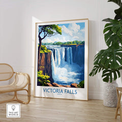 Victoria Falls Wall Art Poster showcasing the majestic falls in vibrant colors, perfect for nature lovers.