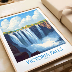 Victoria Falls Zambia Print showcasing scenic beauty of the iconic waterfalls in vibrant colors.