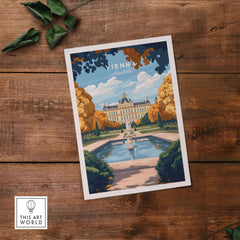 Vienna Art Print showcasing a vibrant scene of Vienna's architecture and gardens, perfect for home decor.