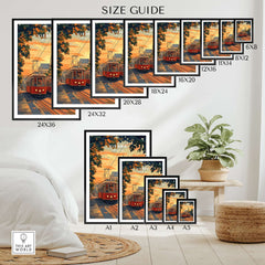 Vienna Poster Austria size guide showcasing various dimensions for home decor.