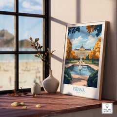 Vienna Print displayed in a cozy interior, showcasing picturesque scenery and elegant architecture.