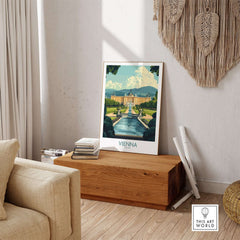 Vienna Travel Poster showcasing stunning landmarks of Vienna, perfect for home or office decor.