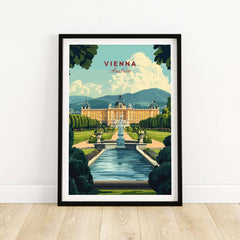 Vienna Travel Print showcasing stunning architecture and vibrant colors of Vienna's historic sites.