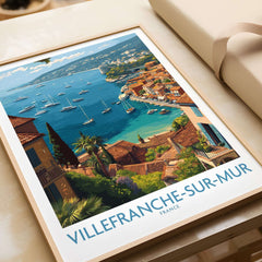 Villefranche-sur-Mer Travel Poster - French Riviera Wall Art - Art Print featuring vibrant coastal scenery and architecture.