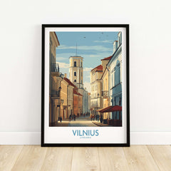 Vilnius Poster - Lithuania Old Town Wall Art - European City Print showcasing the beautiful streets of Vilnius.