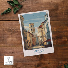 Vilnius Poster - Lithuania Old Town Wall Art - European City Print showcasing Vilnius architecture and charm.